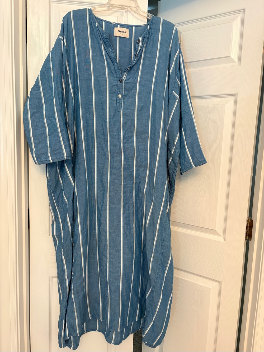 Pietsie Tunic Caftan Dress Blue and White Stripe